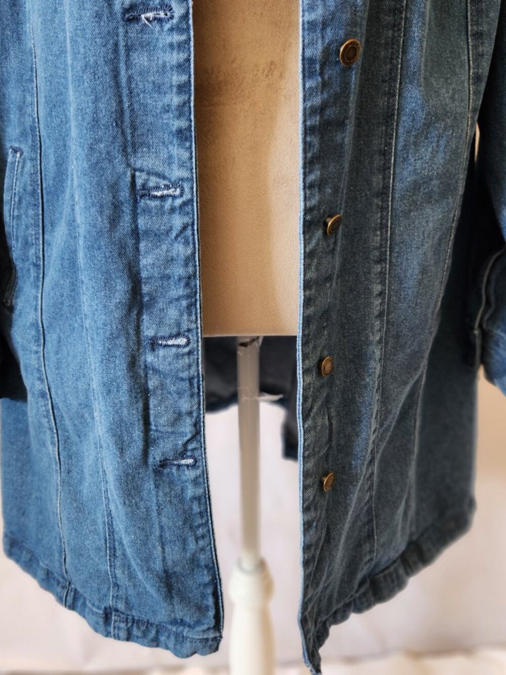 Jessica London Women's Plus 20W Long Sleeve Button Down Long Blue Denim Jacket - Picture 4 of 15